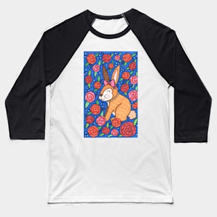 Spring Rabbit And Roses Baseball T-Shirt